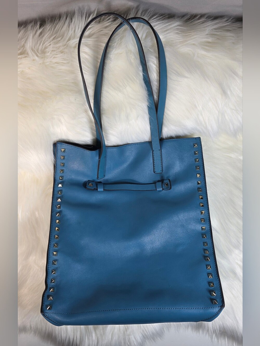 Tess Genuine Leather "Vanessa" Tote in a teal/blue colorway Shoulder Bag Purse